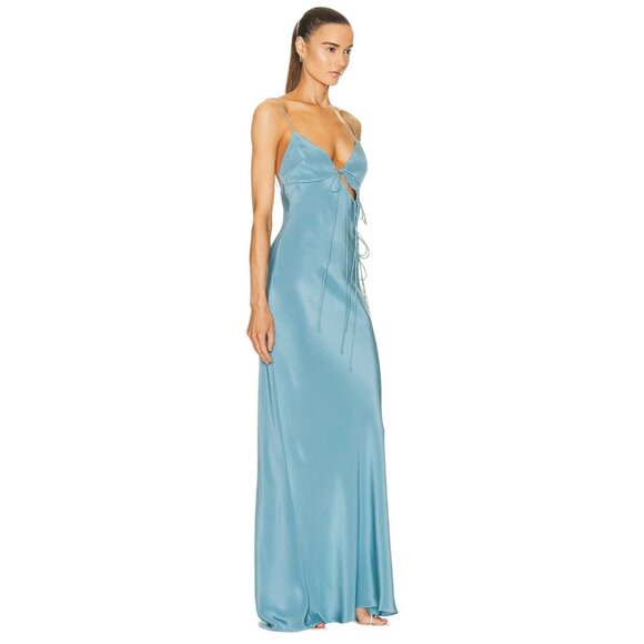 Christopher Esber Slope Tie Silk Dress in Mare 2 New Womens Long Maxi Gown - Picture 3 of 16